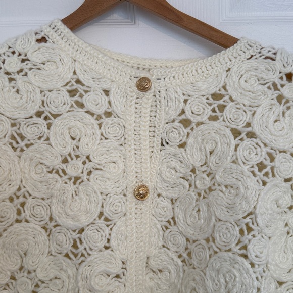 Women's Cream Crochet Sweater Zara - Picture 2 of 4